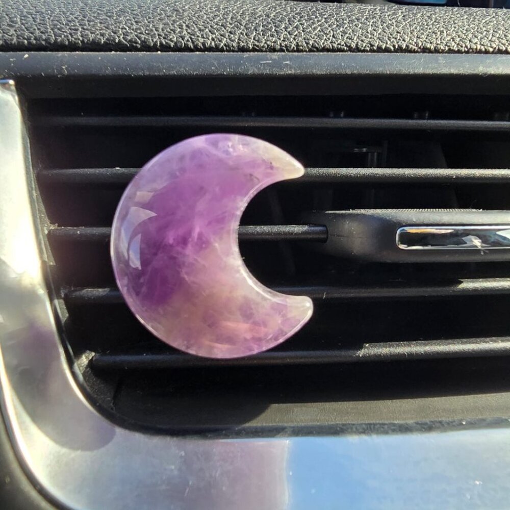Amethyst Crystal Moon Vent Clip